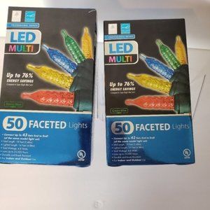 UL Led Multi 50 Faceted Lights 2 Boxes Indoor Outdoor NWT
